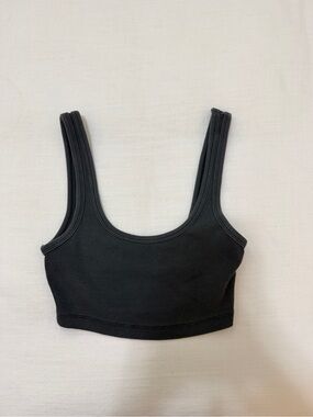 Zara Black Ribbed Scoop Crop Tank